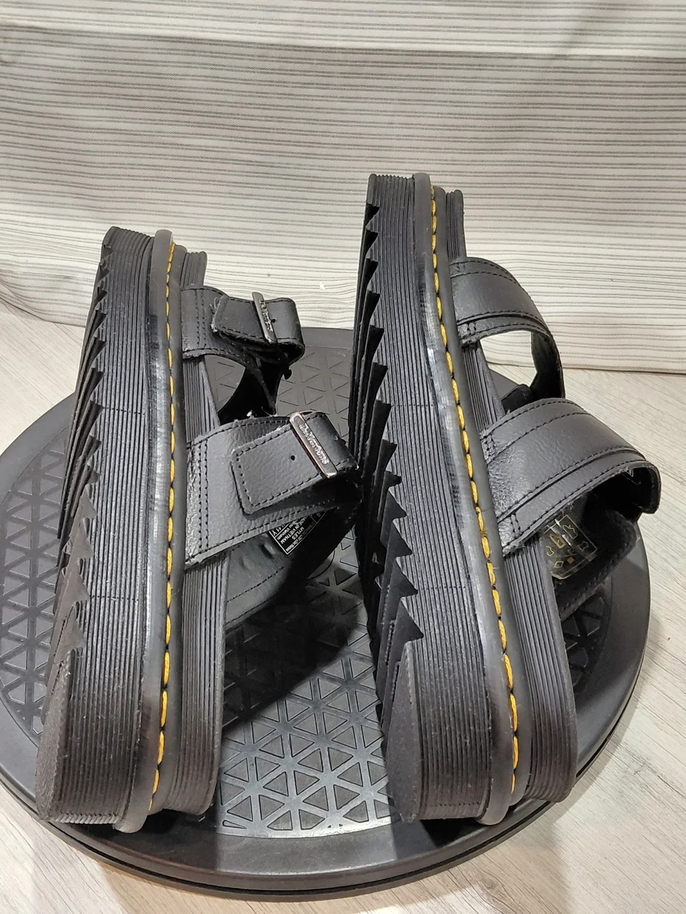Dr Martens Myles Unisex Black Slide Sandals Two Strap Leather Adj Buckles M9 W10